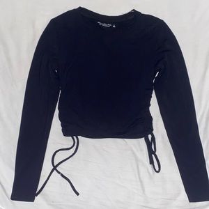 abercrombie and fitch black long sleeve drawstring top